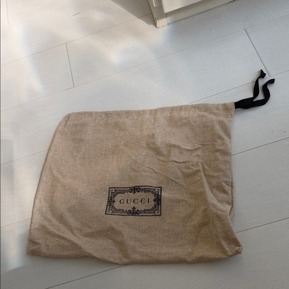 NEW! Gucci Beige Canvas Dust Bag with Black Logo